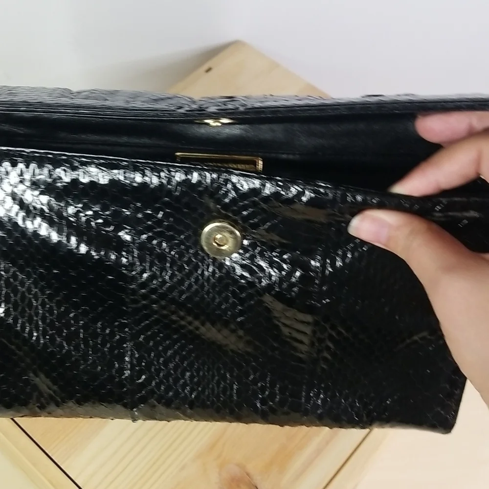 Mary Ann Rosenfeld Vintage Black Animal Skin Shoulder Bag/Clutch